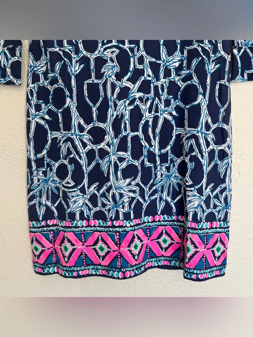 Lilly Pulitzer Size XS Pima Cotton Hollee Dress High Tide Navy‎ Lucky Bamboo
